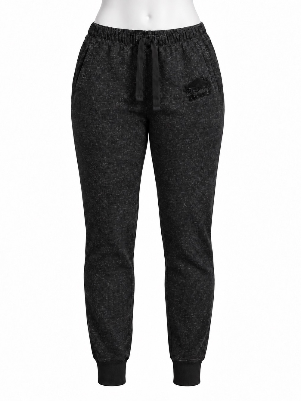 Size S Roots Women’s Charcoal Heather Jogger Sweatpants Drawstring Pockets Logo